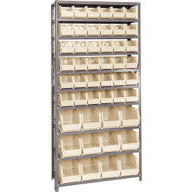 Quantum QSBU-230240 Steel Shelving With 48 Giant Stacking Bins Ivory 12x36x75