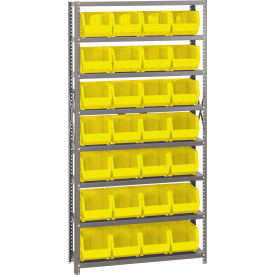 Quantum QSBU-239 Steel Shelving With 28 Giant Stacking Bins Yellow 12x36x75
