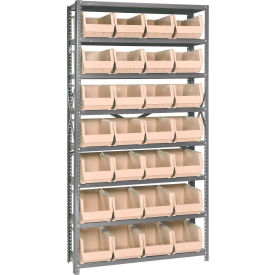 Quantum QSBU-240 Steel Shelving With 28 Giant Stacking Bins Ivory 12x36x75