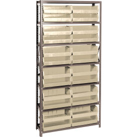 Quantum QSBU-245 Steel Shelving With 24 Giant Stacking Bins Ivory 12x36x75