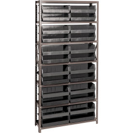 Quantum QSBU-245 Steel Shelving With 24 Giant Stacking Bins Black 12x36x75