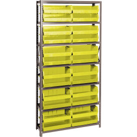 Quantum QSBU-245 Steel Shelving With 24 Giant Stacking Bins Yellow 12x36x75 