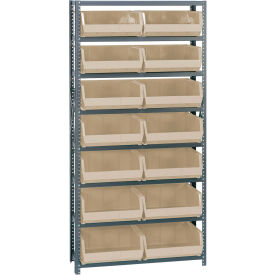 Quantum QSBU-250 Steel Shelving With 14 Giant Stacking Bins Ivory 12x36x75
