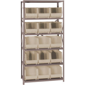 Quantum QSBU-260 Steel Shelving With 15 Giant Stacking Bins Ivory 18x36x75