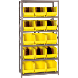 Quantum QSBU-260 Steel Shelving With 15 Giant Stacking Bins Yellow 18x36x75