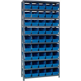 Quantum 1275-202 Steel Shelving With (45) 6"H Shelf Bins Blue 36"W x 12"D x 75"H - 10 Shelves