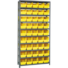Quantum 1275-202 Steel Shelving With (45) 6"H Shelf Bins Yellow 36"W x 12"D x 75"H - 10 Shelves
