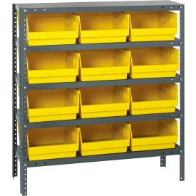 Quantum 1239-209 Steel Shelving With (12) 6"H Shelf Bins Yellow 36"W x 12"D x 39"H - 5 Shelves