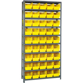 Quantum 1875-204 Steel Shelving With (45) 6"H Shelf Bins Yellow 36"W x 18"D x 75"H - 10 Shelves