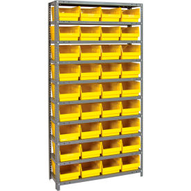 Quantum 1875-208 Steel Shelving With (36) 6"H Shelf Bins Yellow 36"W x 18"D x 75"H - 10 Shelves