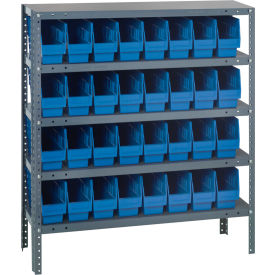 Quantum 1839-203 Steel Shelving With (32) 6"H Shelf Bins Blue 36"W x 18"D x 39"H - 5 Shelves