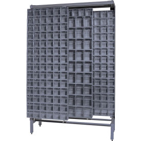 Gondola Free Standing Slider System with 303 Tip Out Bins, Gray view 2