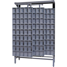 Gondola Free Standing Slider System with 180 Tip Out Bins, Gray view 2