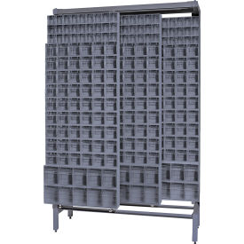 Gondola Free Standing Slider System with 364 Tip Out Bins, Gray view 2