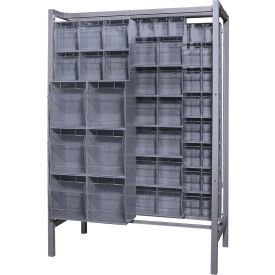 Quantum Gondola Free Standing Slider System with 101 Tip Out Bins Gray 