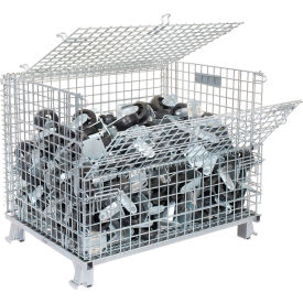 Nashville Wire Products GC324028S4L Folding Wire Container GC324028S4L 40x32x34-1/2 3000-4000 Lb. Cap with Lid image.