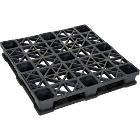 Rackable Medium Duty Open Deck Pallet Plastic 4-Way Entry 43"" x 43"" 17600 Lb Stat Cap Black