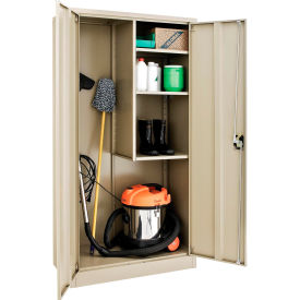 Global Industrial™ Janitorial Cabinet 36""W x 18""D x 72""H Assembled Tan