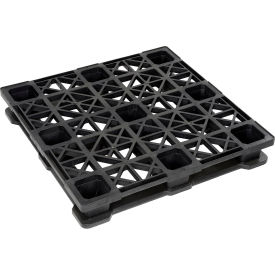 Rackable Medium Duty Open Deck Pallet Plastic 4-Way Entry 45"" x 45"" 17600 Lb Stat Cap Black