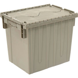 Global Industrial 270281GY Global Industrial™ Plastic Attached Lid Shipping & Storage Container DC1813-15 18x13x15 Gray image.