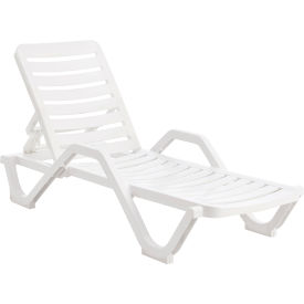 Global Industrial Resin Adjustable Chaise Lounge Chair White 