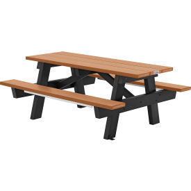 Global Industrial 6 A-Frame Rectangular Picnic Table Recycled Plastic Cedar 
