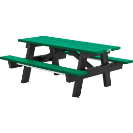 Global Industrial 6 A-Frame Rectangular Picnic Table Recycled Plastic Green 