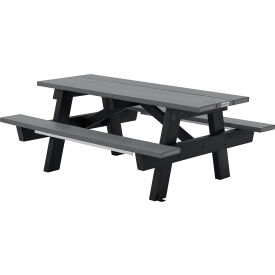 Global Industrial 6 A-Frame Rectangular Picnic Table Recycled Plastic Gray 