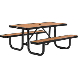Global Industrial 6 Picnic Table Recycled Plastic with Steel Frame Tan 