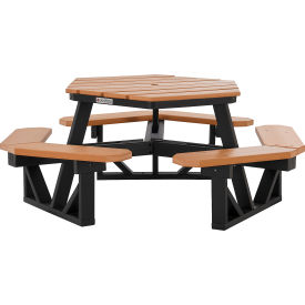 Global Industrial 46 Hexagon Picnic Table Recycled Plastic Cedar 