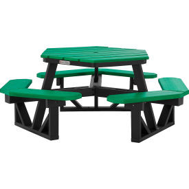 Global Industrial 46 Hexagon Picnic Table Recycled Plastic Green 