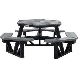 Global Industrial 46 Hexagon Picnic Table Recycled Plastic Gray 