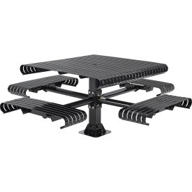 Global Industrial 46" Square Steel Slat Picnic Table Black 