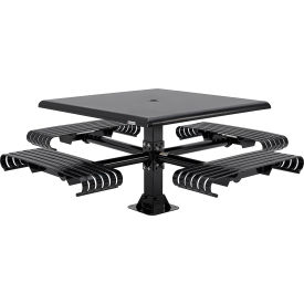 Global Industrial 46" Square Steel Slat Picnic Table Solid Top Black 