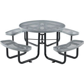 Global Industrial 277150GY Global Industrial™ 46" Round Picnic Table, Expanded Metal, Gray image.