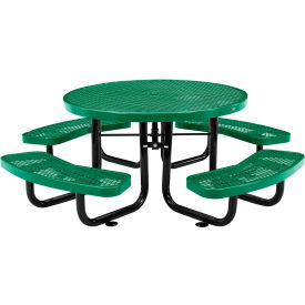 Global Industrial 277150KGN Global Industrial™ 46" Round Kids Picnic Table, Expanded Metal, Green image.