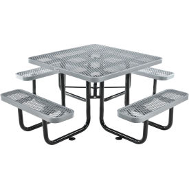 Global Industrial 277151GY Global Industrial™ 46" Square Picnic Table, Expanded Metal, Gray image.