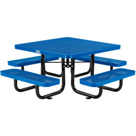 Global Industrial 277151KBL Global Industrial™ 46" Square Kids Picnic Table, Expanded Metal, Blue image.