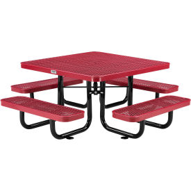 Global Industrial 277151KRD Global Industrial™ 46" Square Kids Picnic Table, Expanded Metal, Red image.