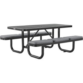 Global Industrial 277152BKS Global Industrial™ 6 Rectangular Picnic Table w/ Seat Cushions, Expanded Metal, Black image.