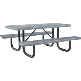 Global Industrial 277152GY Global Industrial™ 6 Rectangular Picnic Table, Expanded Metal, Gray image.