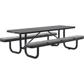 Global Industrial 277153BKS Global Industrial™ 8 Rectangular Picnic Table w/ Seat Cushions, Expanded Metal, Black image.