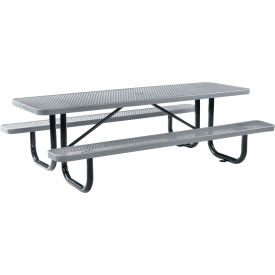 Global Industrial 277153GY Global Industrial™ 8 Rectangular Picnic Table, Expanded Metal, Gray image.