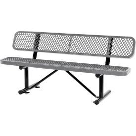 Global Industrial 277154GY Global Industrial™ 6 Outdoor Steel Bench w/ Backrest, Expanded Metal, Gray image.
