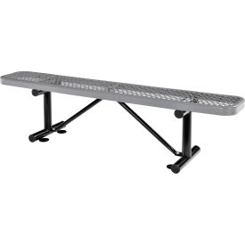 Global Industrial 277156GY Global Industrial™ 6 Outdoor Steel Flat Bench, Expanded Metal, Gray image.
