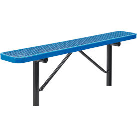 Global Industrial 277156IBL Global Industrial™ 6 Outdoor Steel Flat Bench, Expanded Metal, In Ground Mount, Blue image.