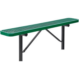 Global Industrial 6' Outdoor Steel Flat Bench, Expanded Metal, In Ground Mount, Green