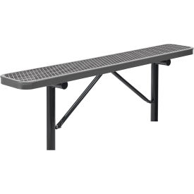 Global Industrial 277156IGY Global Industrial™ 6 Outdoor Steel Flat Bench, Expanded Metal, In Ground Mount, Gray image.