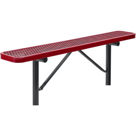 Global Industrial 277156IRD Global Industrial™ 6 Outdoor Steel Flat Bench, Expanded Metal, In Ground Mount, Red image.
