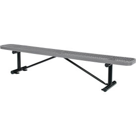 Global Industrial 277157GY Global Industrial™ 8 Outdoor Steel Flat Bench, Expanded Metal, Gray image.